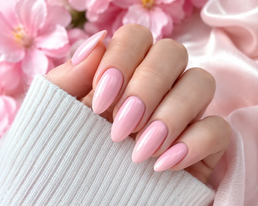 soft baby pink nails