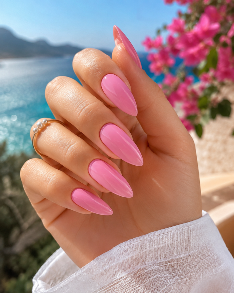 summer pink almond nail ideas