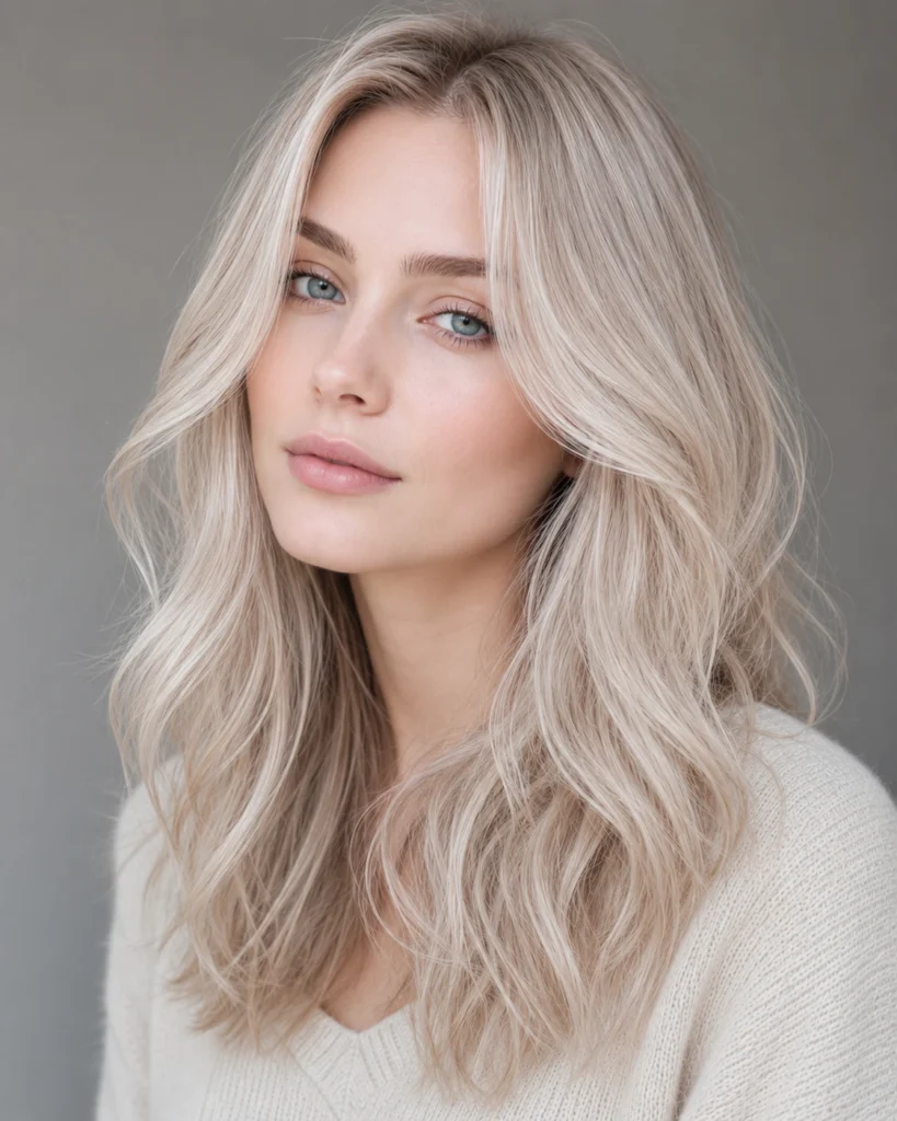 Icy champagne hair color ideas for pale skin